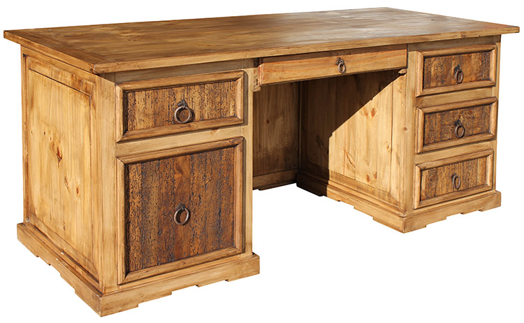 Rustic Furniture Executive Mexican Rustic Pine Desk With