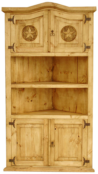 Rustic Furniture Lg Corner Mexican Rustic Pine Bookcase W Stars